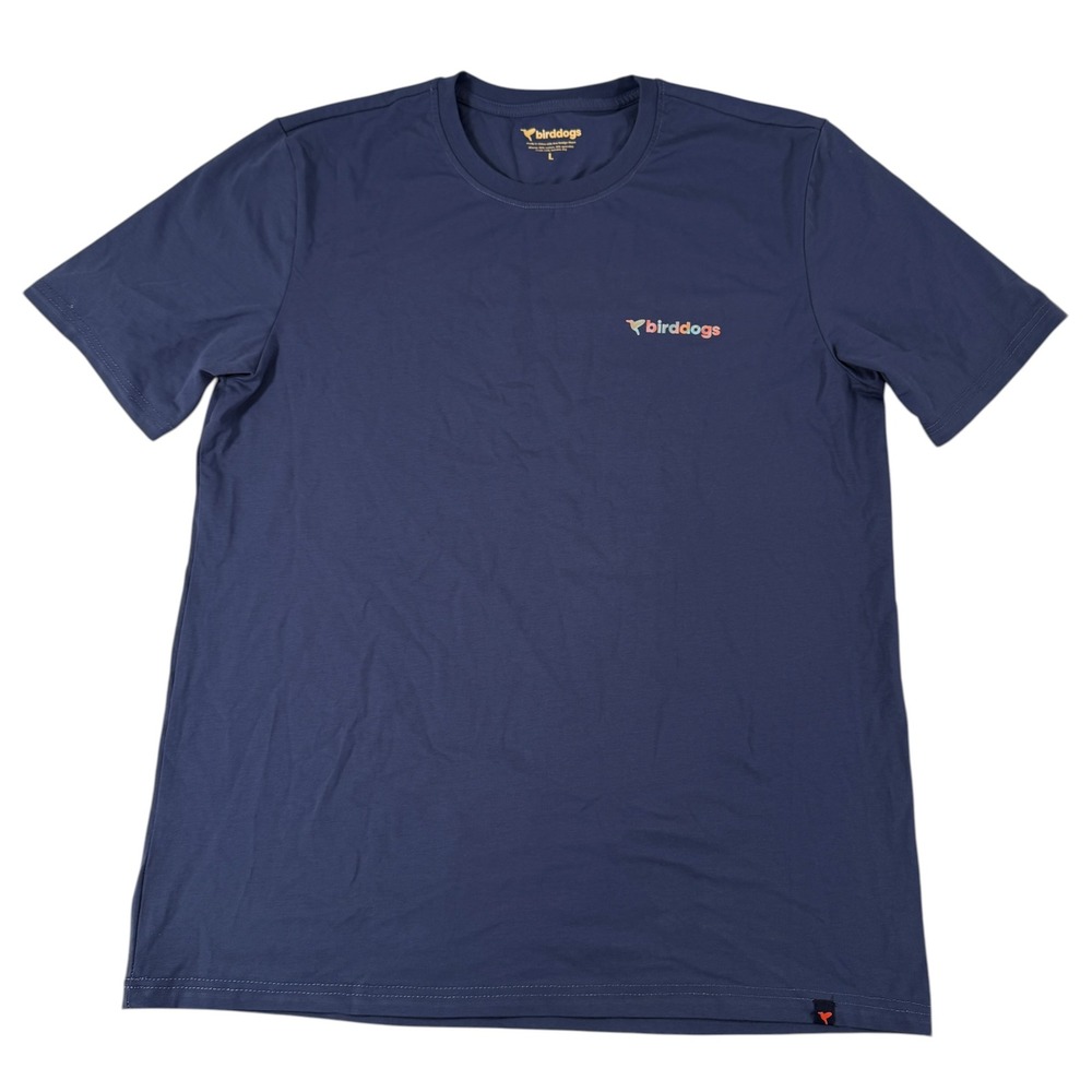 Birddogs‎ Mens Large Navy Blue Graphic Logo Short Sleeve Stretch T-Shirt L
